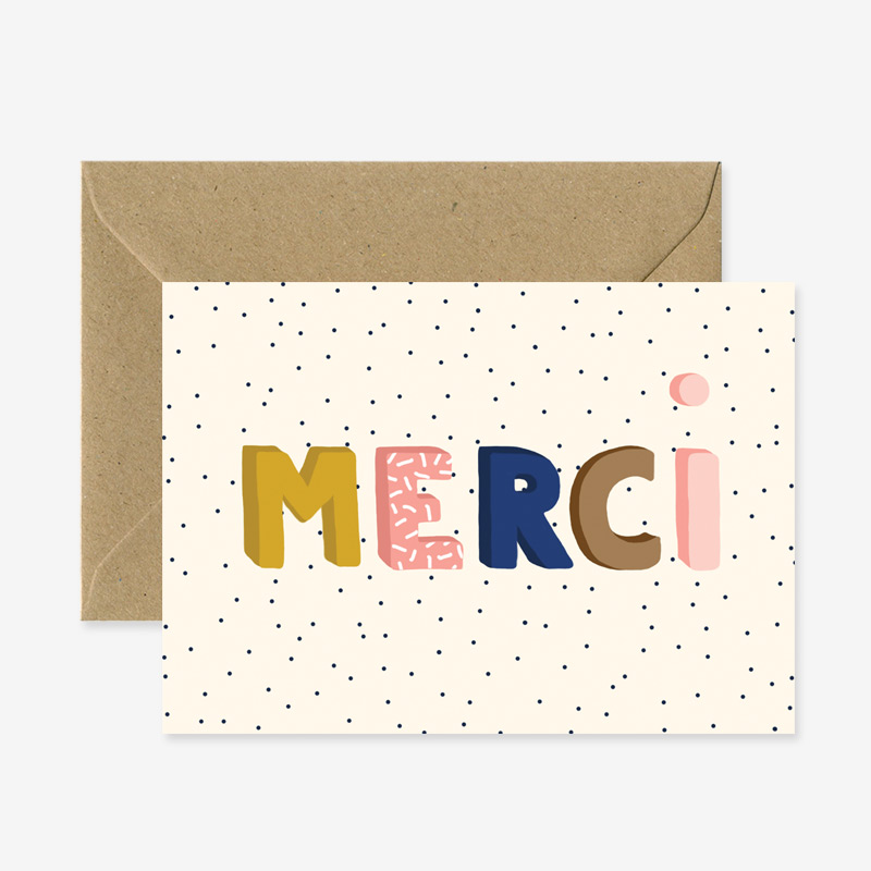 Wenskaart merci dots